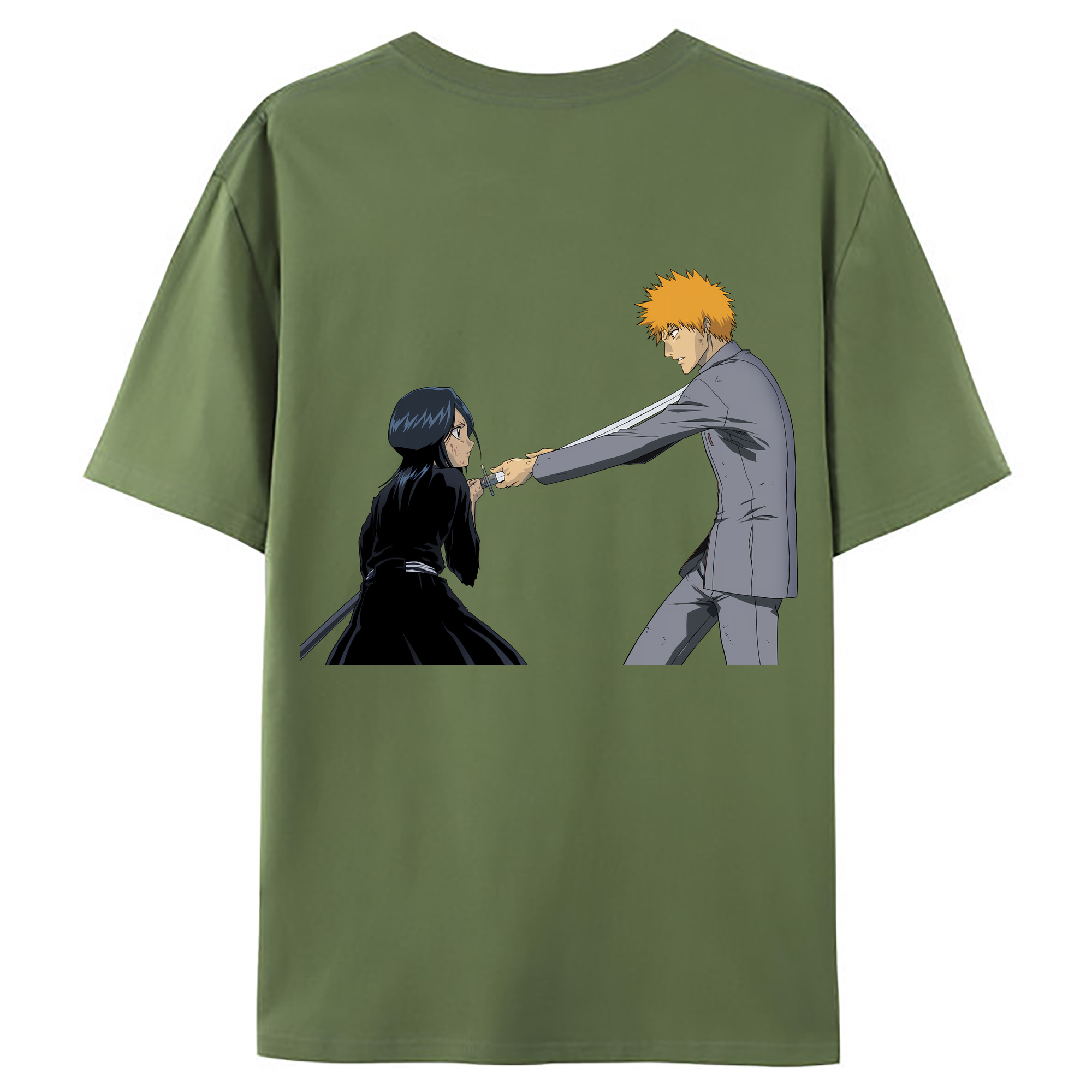 （画像用） ブリーチ 朽木ルキア BLEACH Kuchiki Rukia 綿100％ メンズ半袖Tシャツ（バックプリント） 通気性